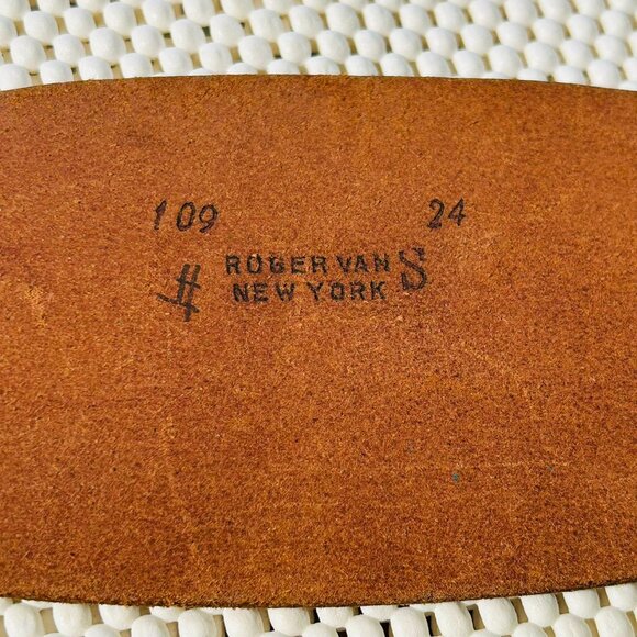 Vintage Ruber Van New York Black Belt With Brass Accents Size Small 24” - Picture 5 of 9